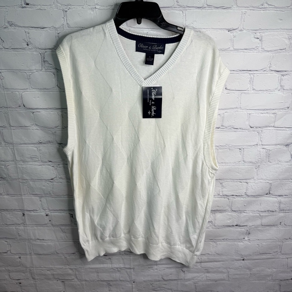 OLIVER & BURKE American Classic White Sweater Vest XL NWT
